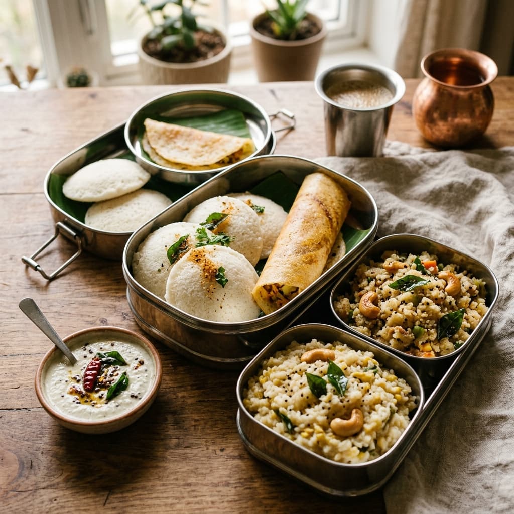 Fresh breakfast tiffin being prepared